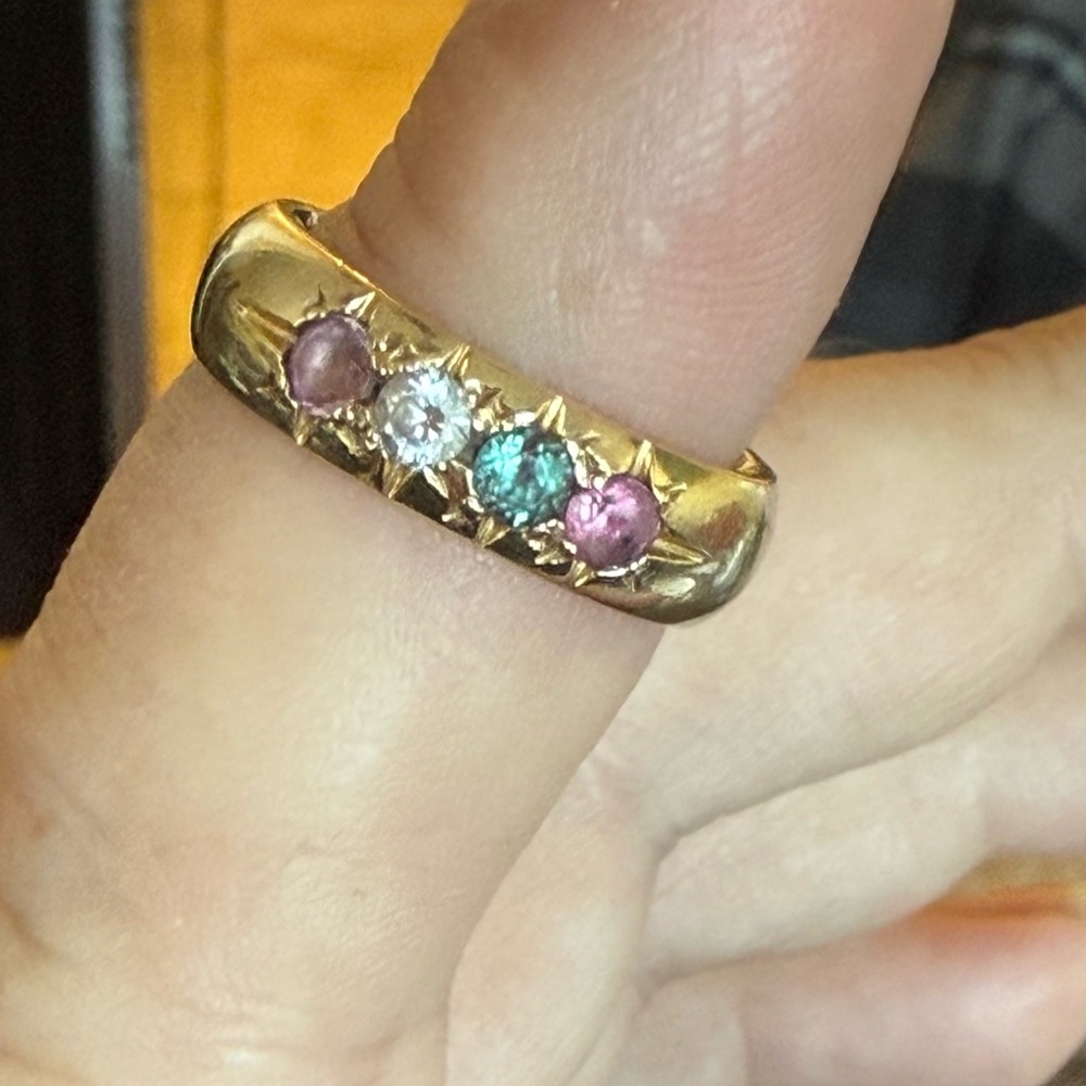 14k Gold Ring with Multicolor Stones Size 5 - Picture 2 of 8